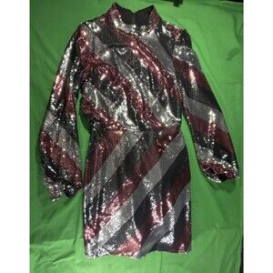 Ted Baker London Jocasta Stripe Sequin Mini Dress Size 1 Party Holiday